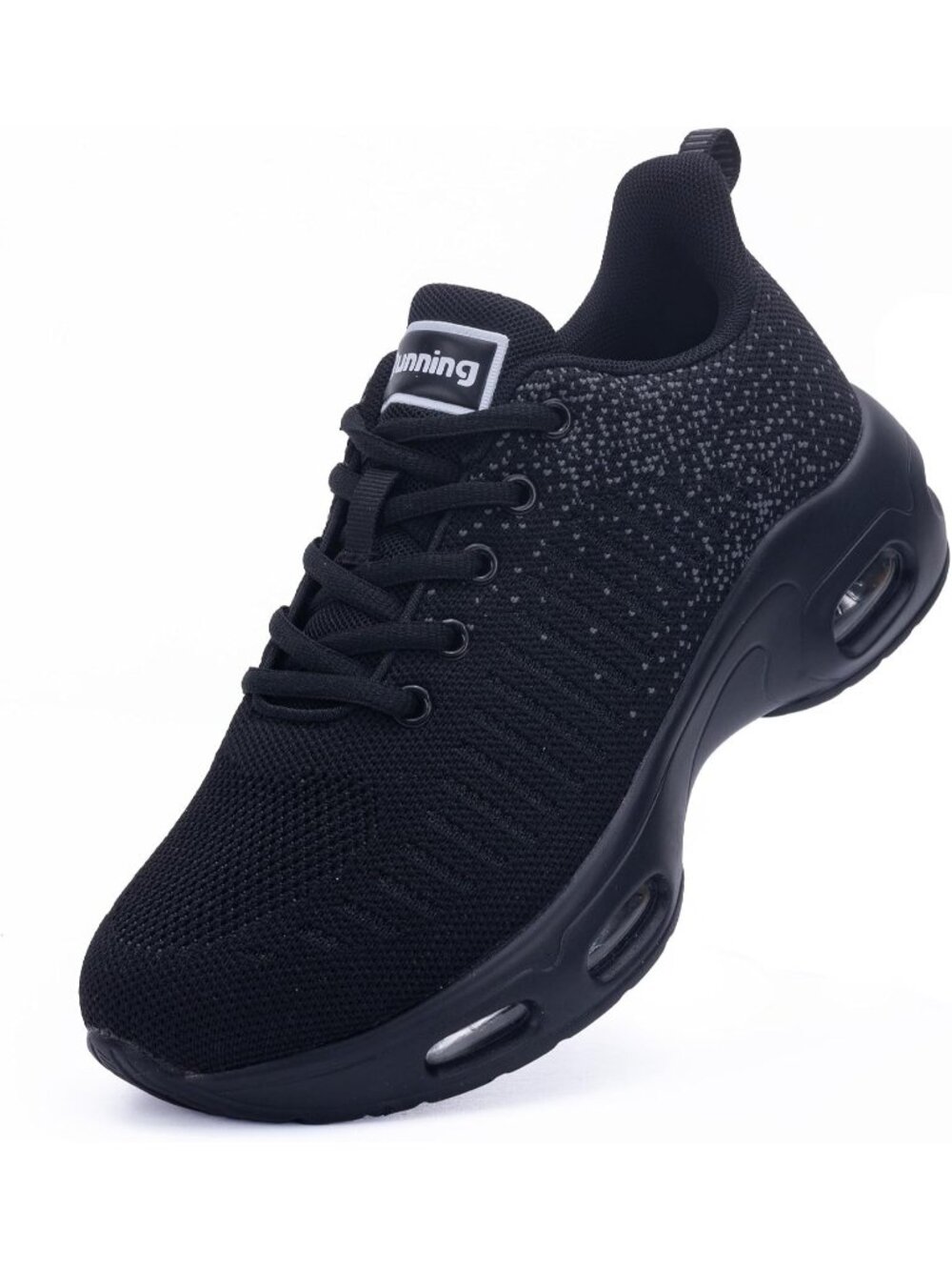 Women's Solid Black Walking Tennis Shoes Comfort Running Sneakers Breathable